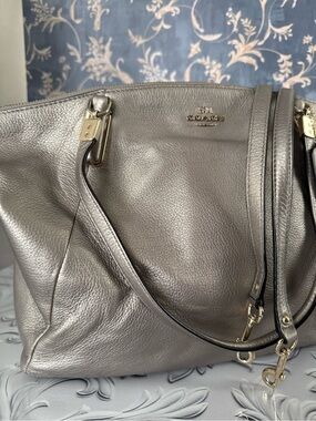 COACH Metallic Kelsey crossbody satchel handbag.
